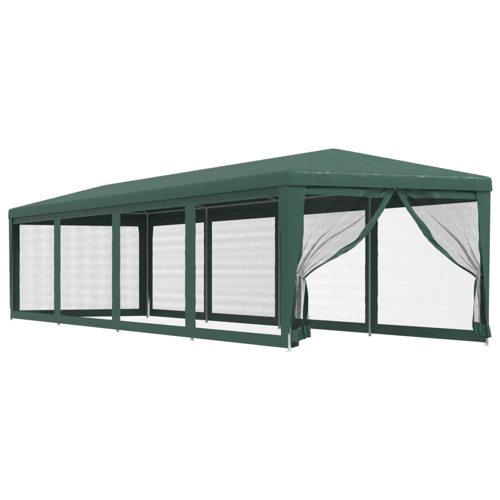 vidaXL Party Tent with 10 Mesh Sidewalls Green 3x12 m HDPE