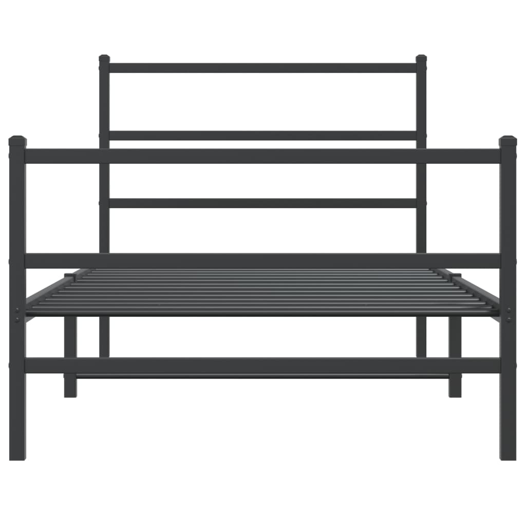 vidaXL Metal Bed Frame without Mattress with Footboard Black 100x190 cm