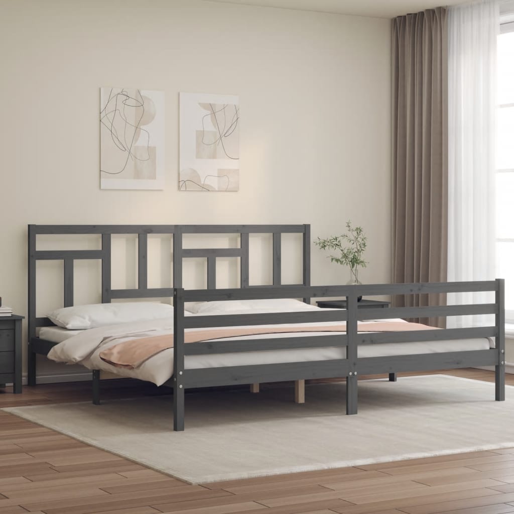 vidaXL Bed Frame without Mattress Grey 200x200 cm Solid Wood