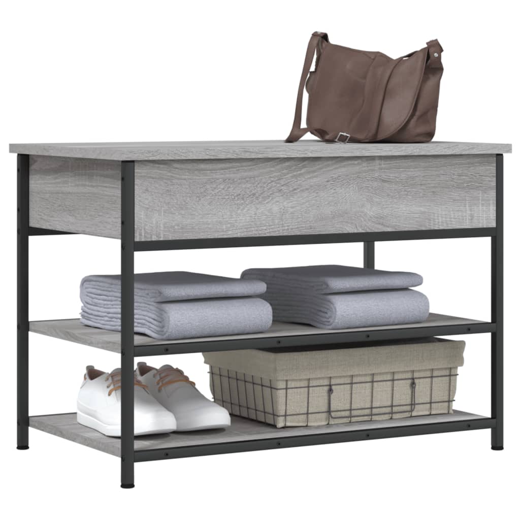 vidaXL Shoe Bench Grey Sonoma 70x42.5x50 cm Engineered Wood