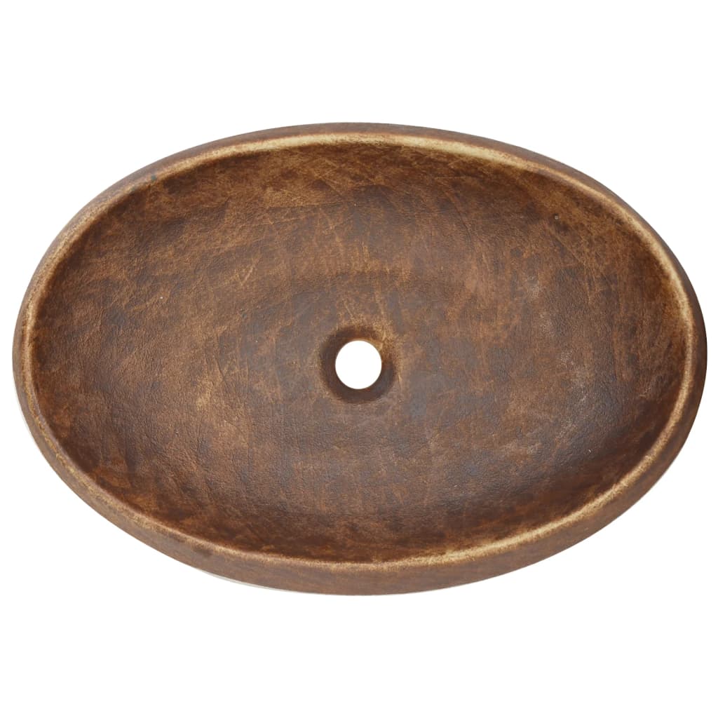 vidaXL Countertop Basin Brown Oval 59x40x15 cm Ceramic