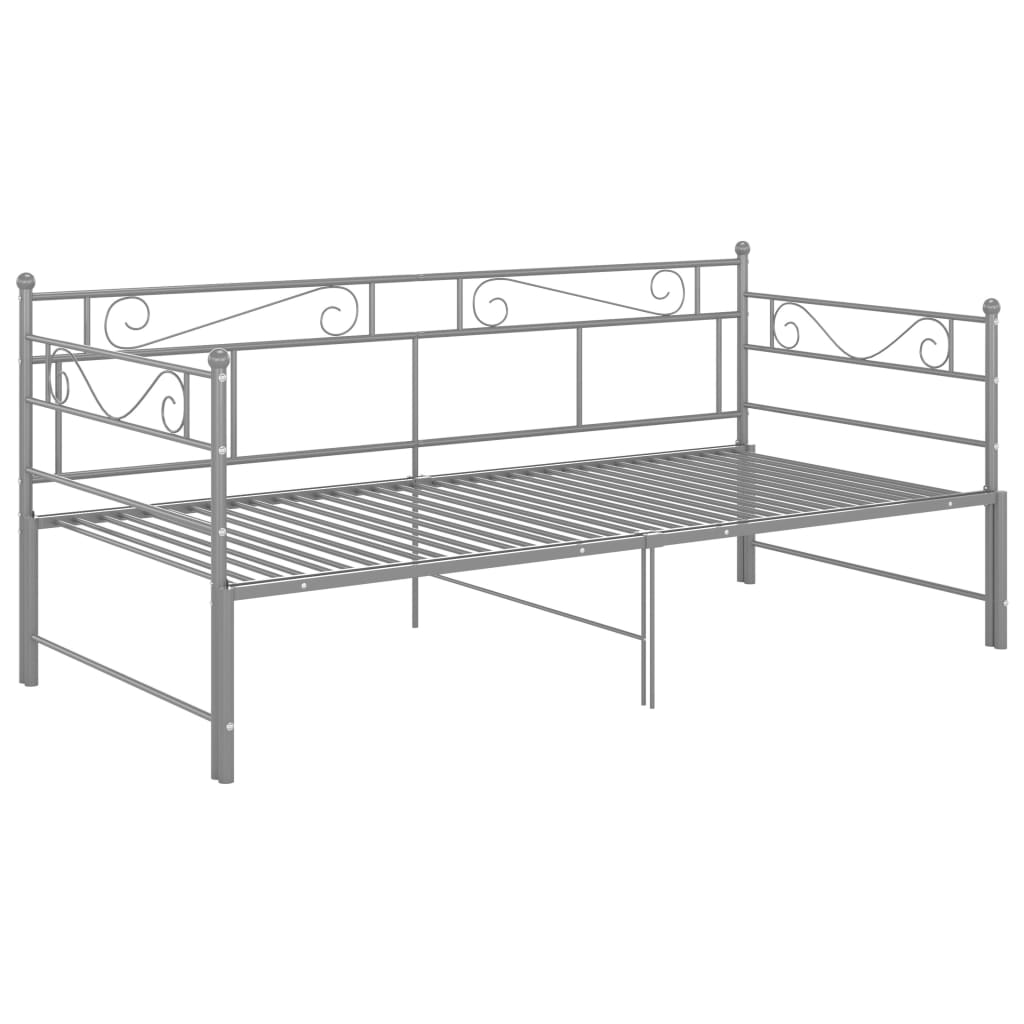 vidaXL Pull-out Sofa Bed Frame without Mattress Grey Metal 90x200 cm