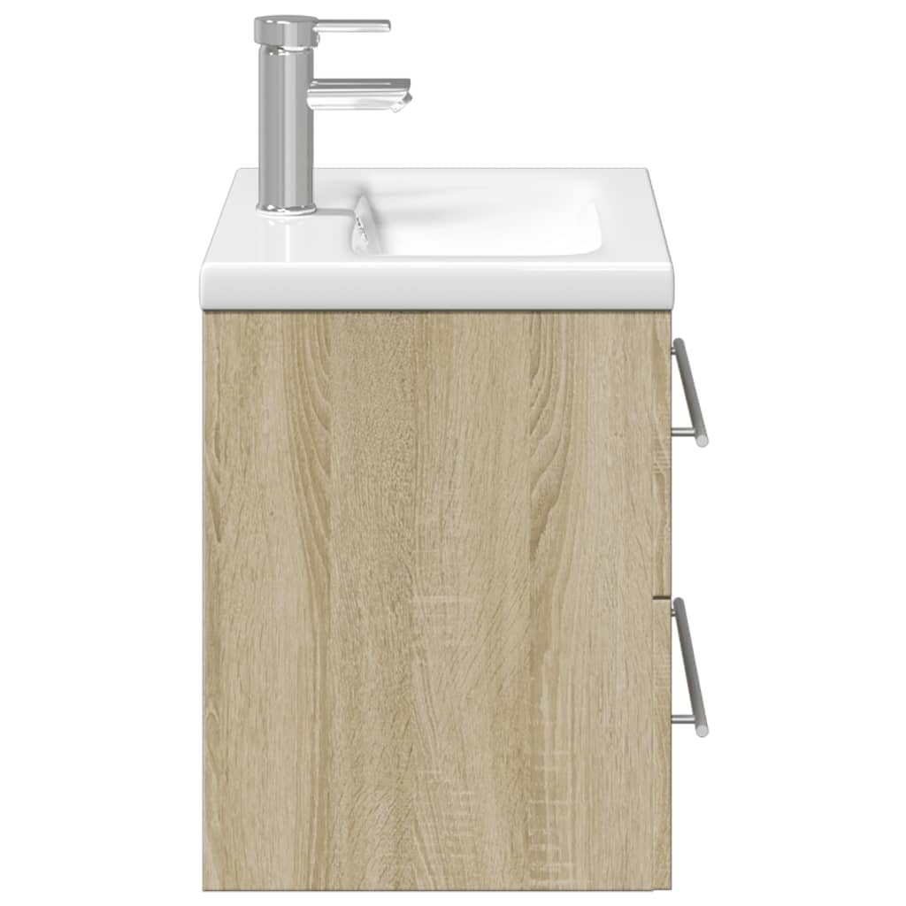 vidaXL Bathroom Sink Cabinet with Built-in Basin Sonoma Oak