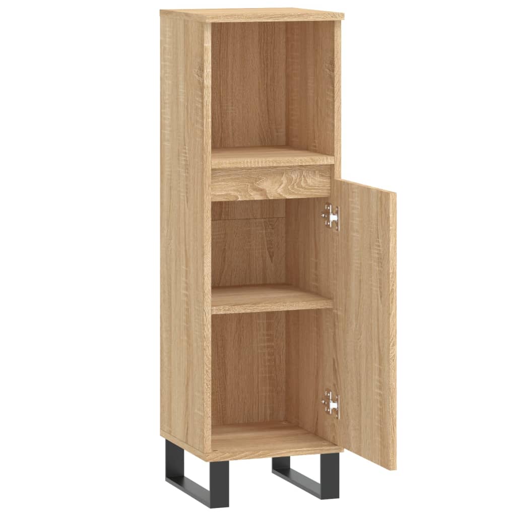 vidaXL Bathroom Cabinet Sonoma Oak 30x30x100 cm Engineered Wood