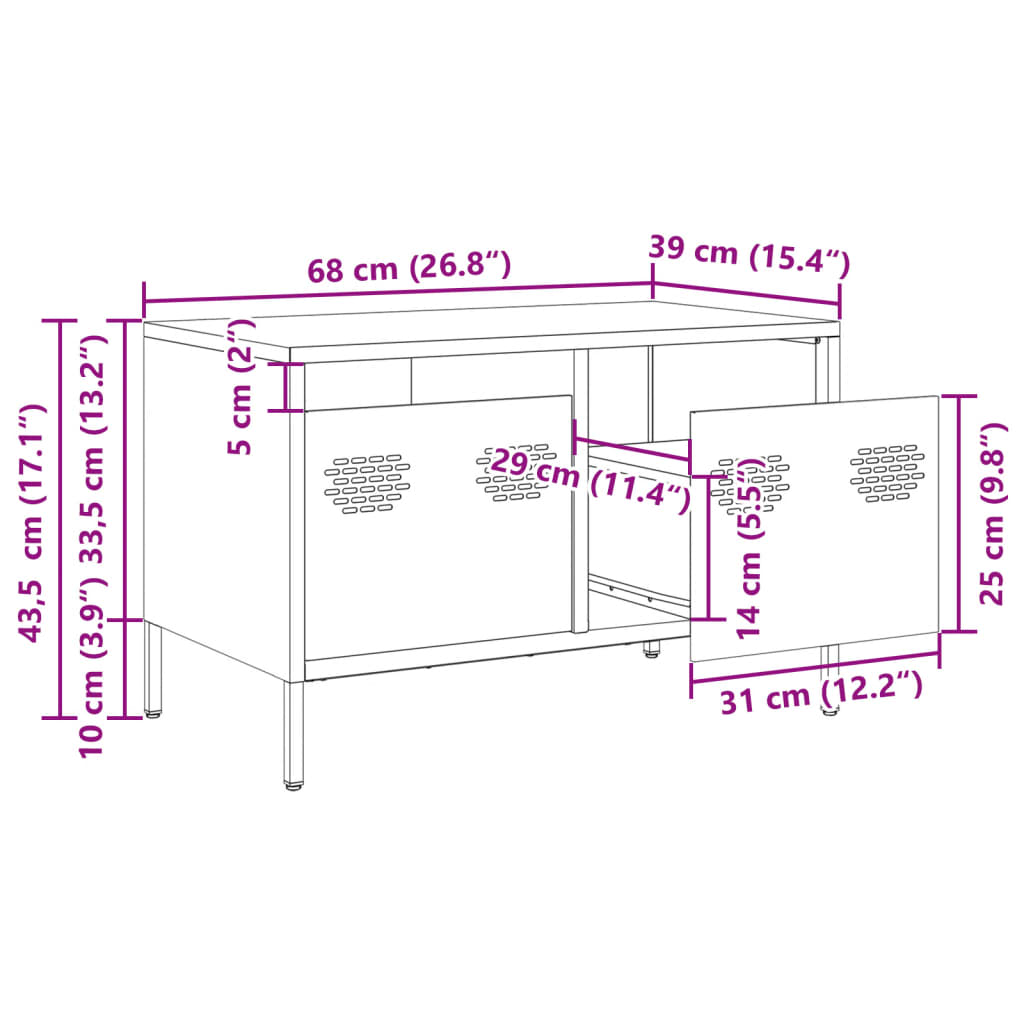 vidaXL TV Cabinet Anthracite 68x39x43.5 cm Cold-rolled Steel