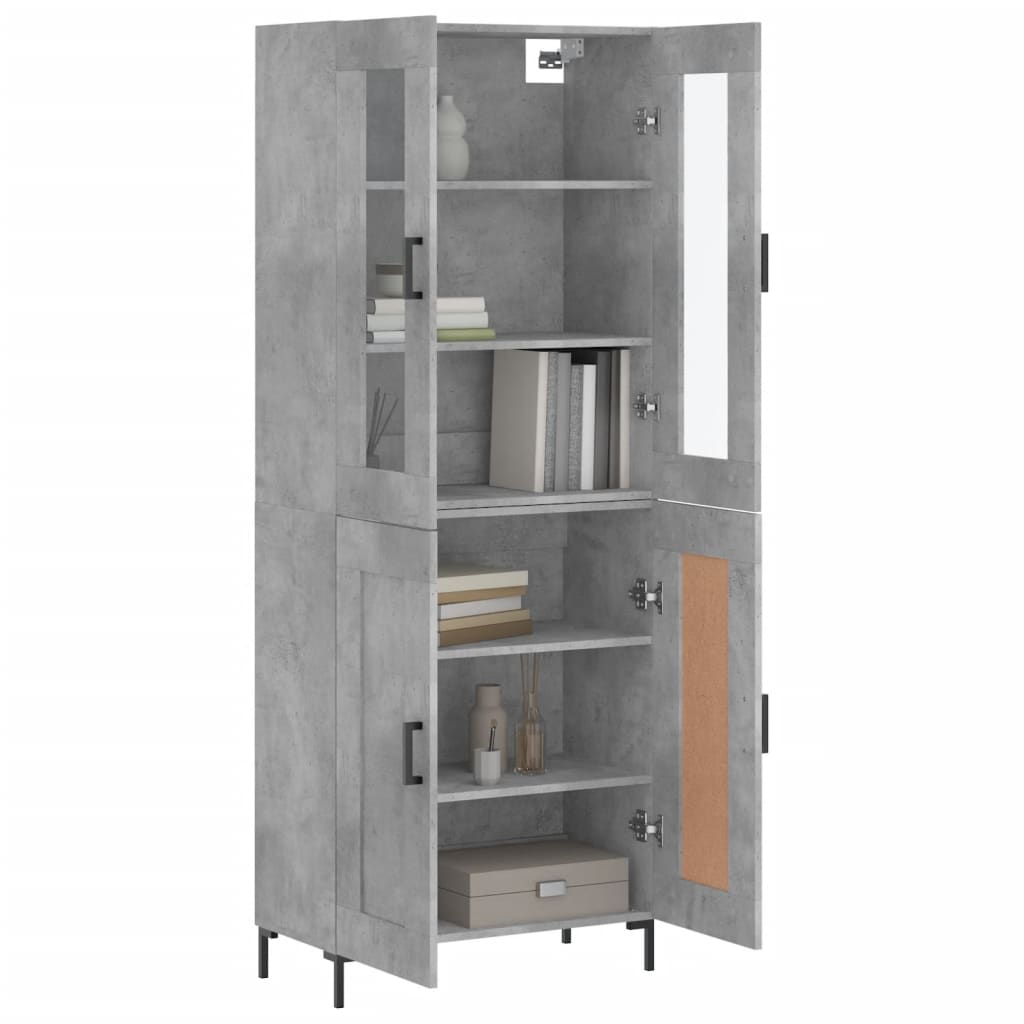 vidaXL Highboard Concrete Grey 69.5x34x180 cm Engineered Wood