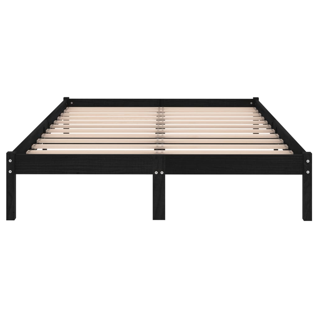 vidaXL Bed Frame without Mattress Black Solid Wood 140x190 cm