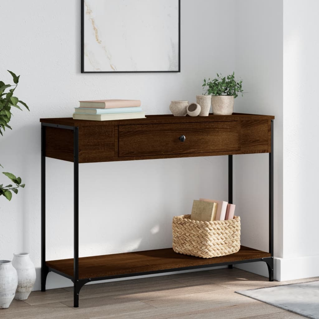 vidaXL Console Table Brown Oak 100x34.5x75 cm Engineered Wood