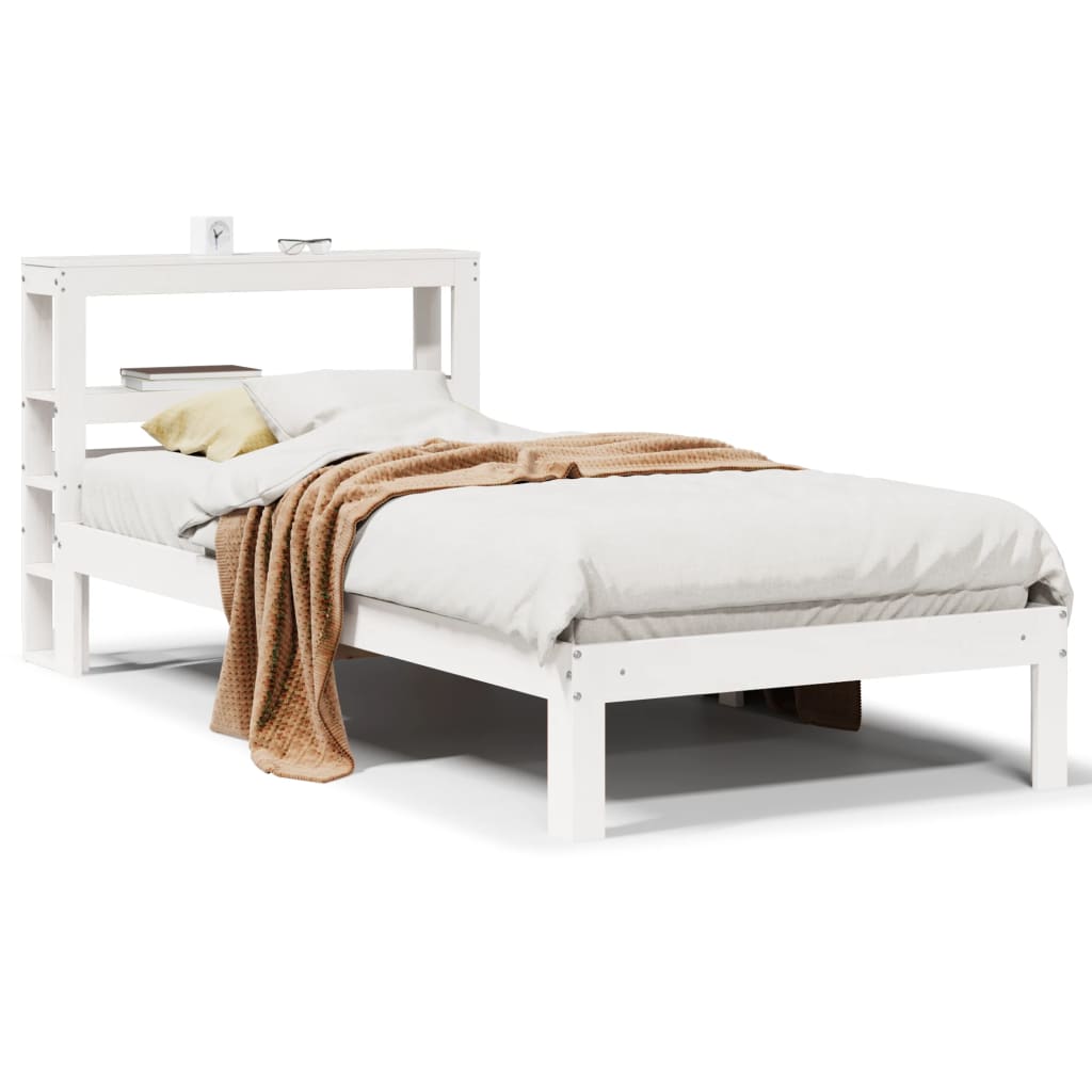 vidaXL Bed Frame with Headboard without Mattress White 75x190 cm Small Single