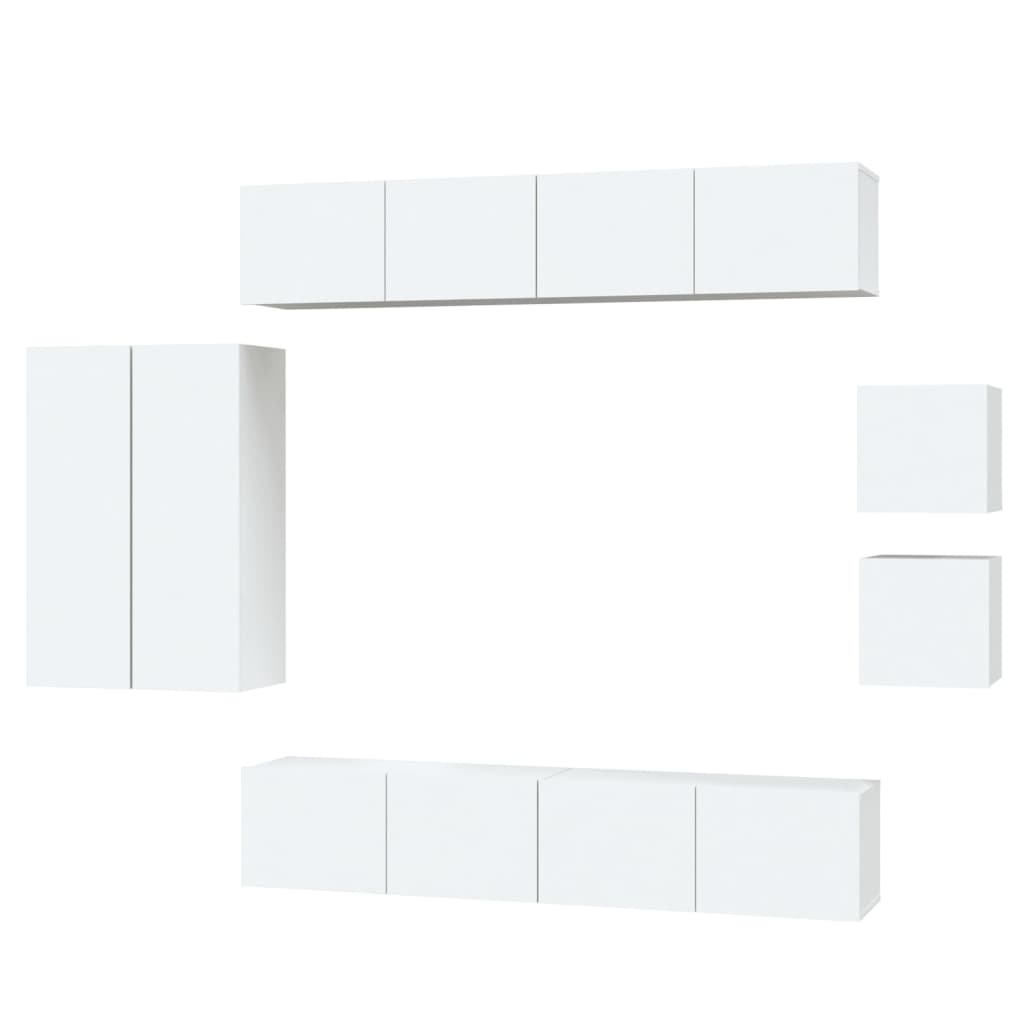 vidaXL 8 Piece TV Cabinet Set White Engineered Wood