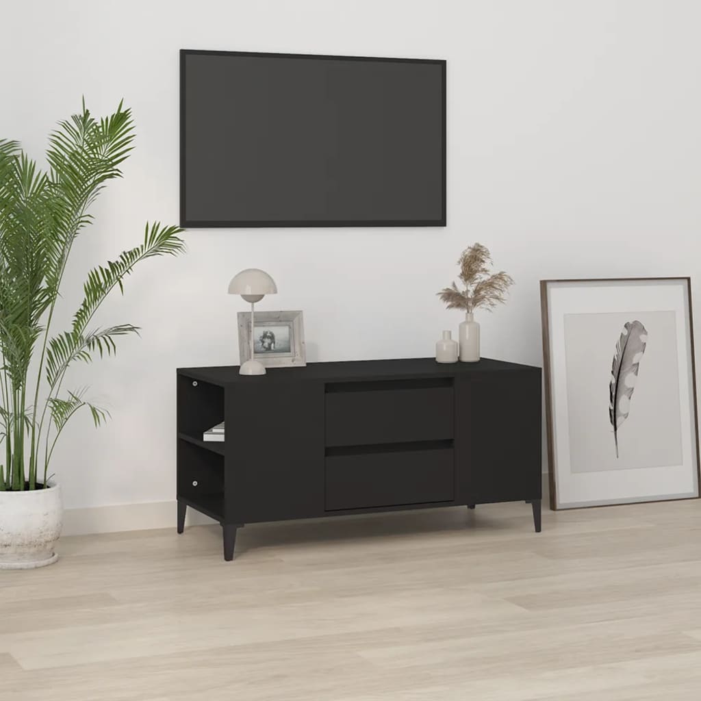 vidaXL TV Cabinet Black 102x44.5x50 cm Engineered Wood