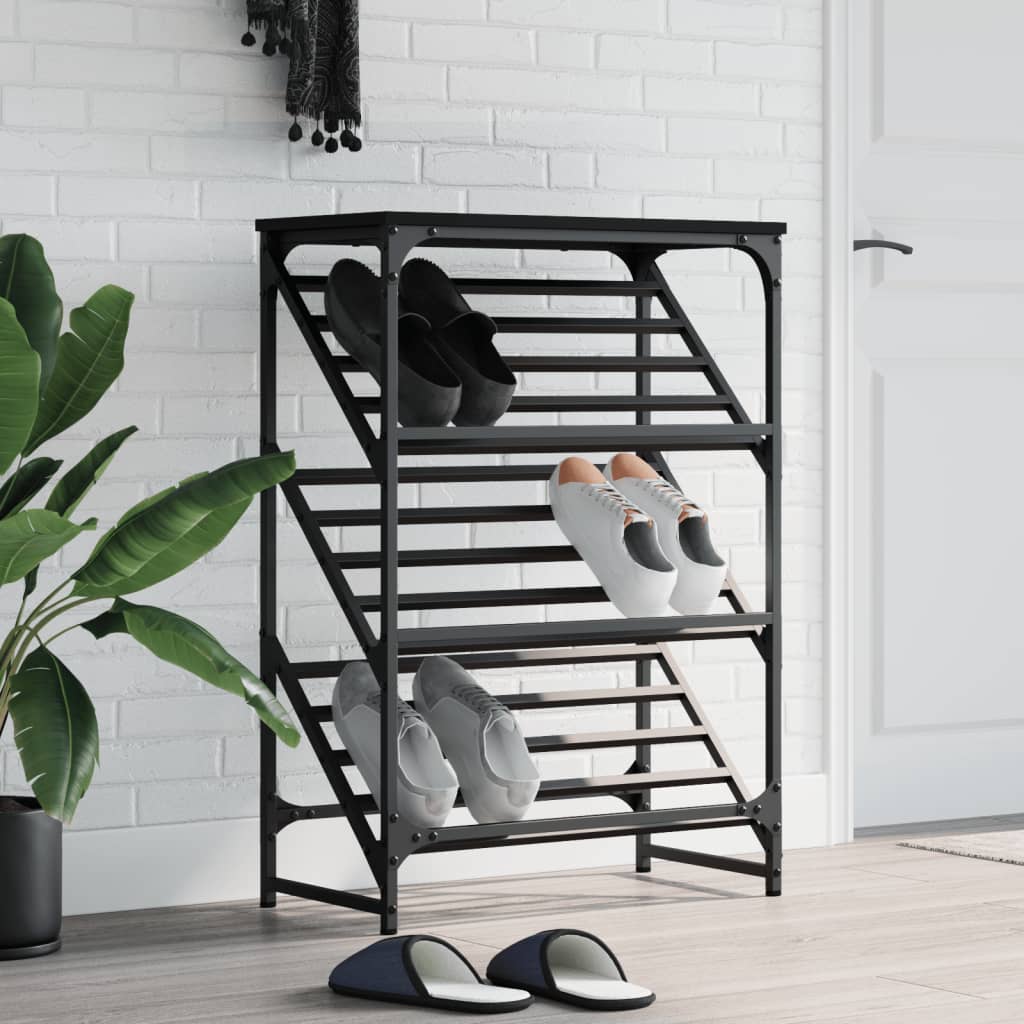 vidaXL Shoe Rack Black 60x30x85 cm Engineered Wood