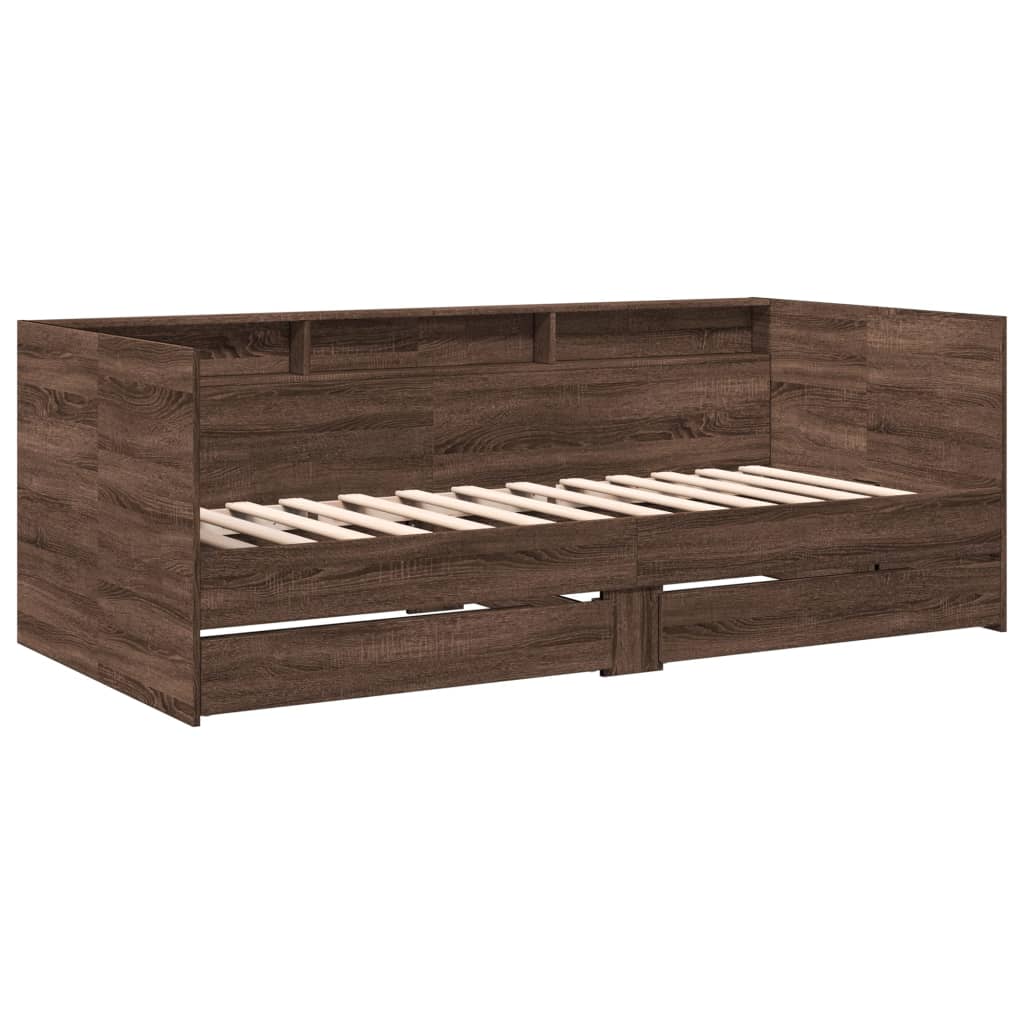 vidaXL Daybed with Drawers without Mattress Brown Oak 75x190 cm Small Single