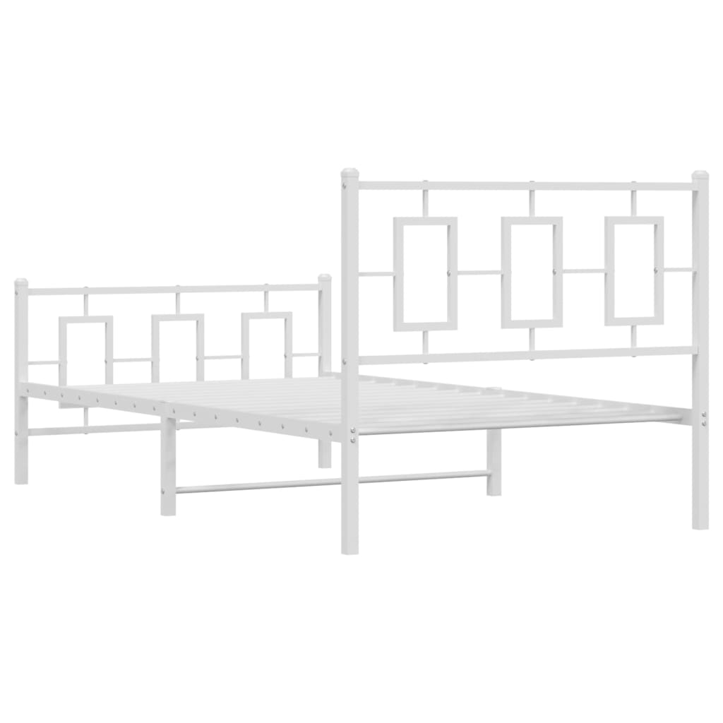 vidaXL Metal Bed Frame without Mattress with Footboard White 100x200 cm