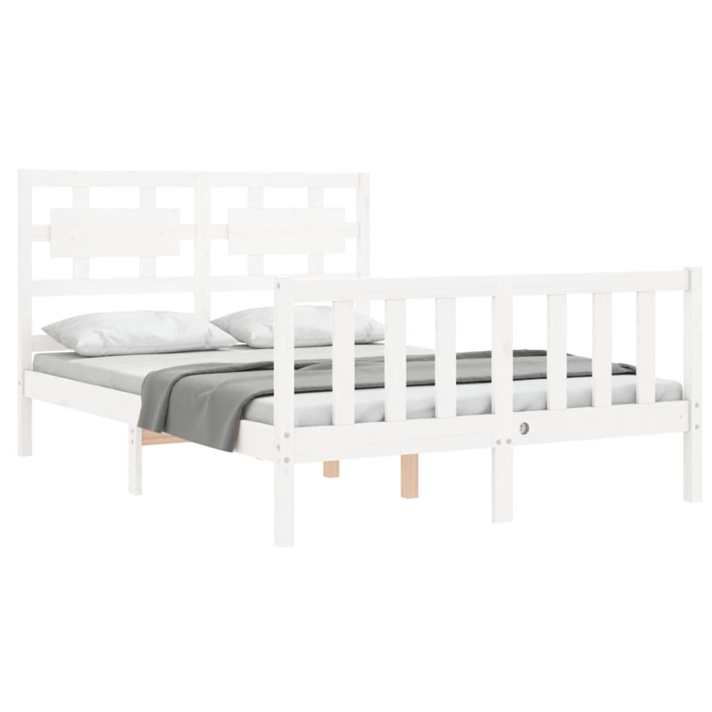 vidaXL Bed Frame without Mattress White 140x200 cm Solid Wood Pine