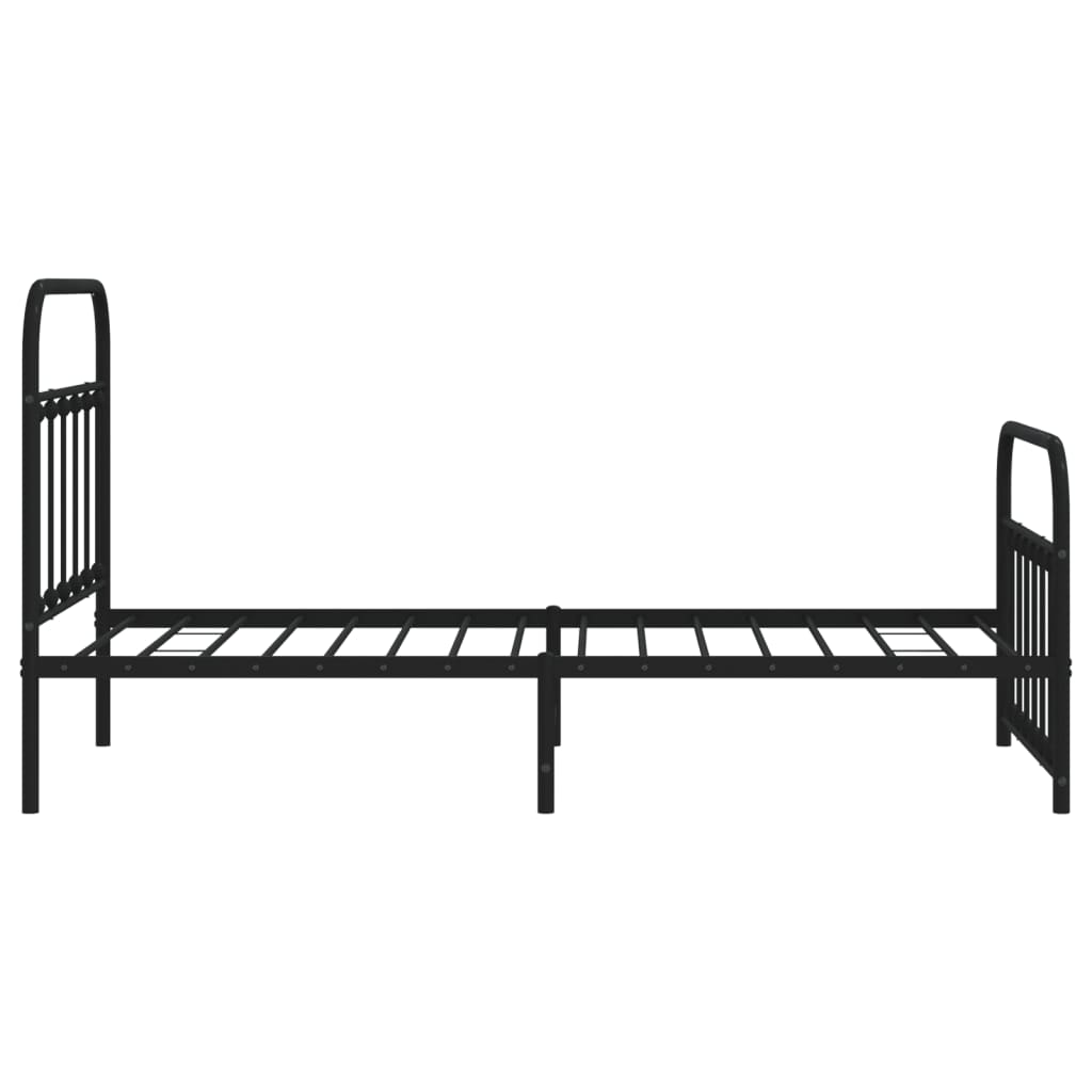 vidaXL Metal Bed Frame without Mattress with Footboard Black 100x190 cm