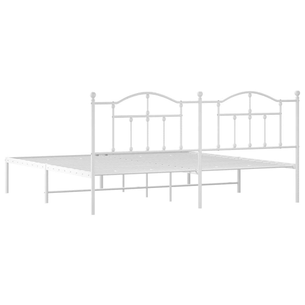 vidaXL Metal Bed Frame without Mattress with Headboard White 193x203 cm