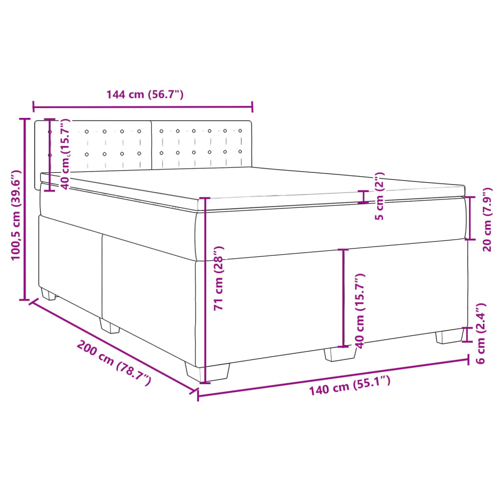 vidaXL Box Spring Bed with Mattress Cappuccino 140x200 cm Faux Leather