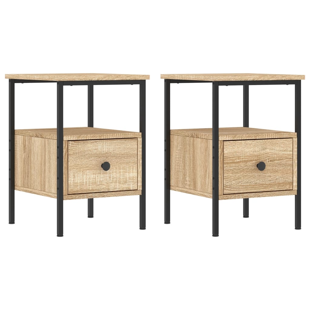 vidaXL Bedside Cabinets 2 pcs Sonoma Oak 34x36x50 cm Engineered Wood