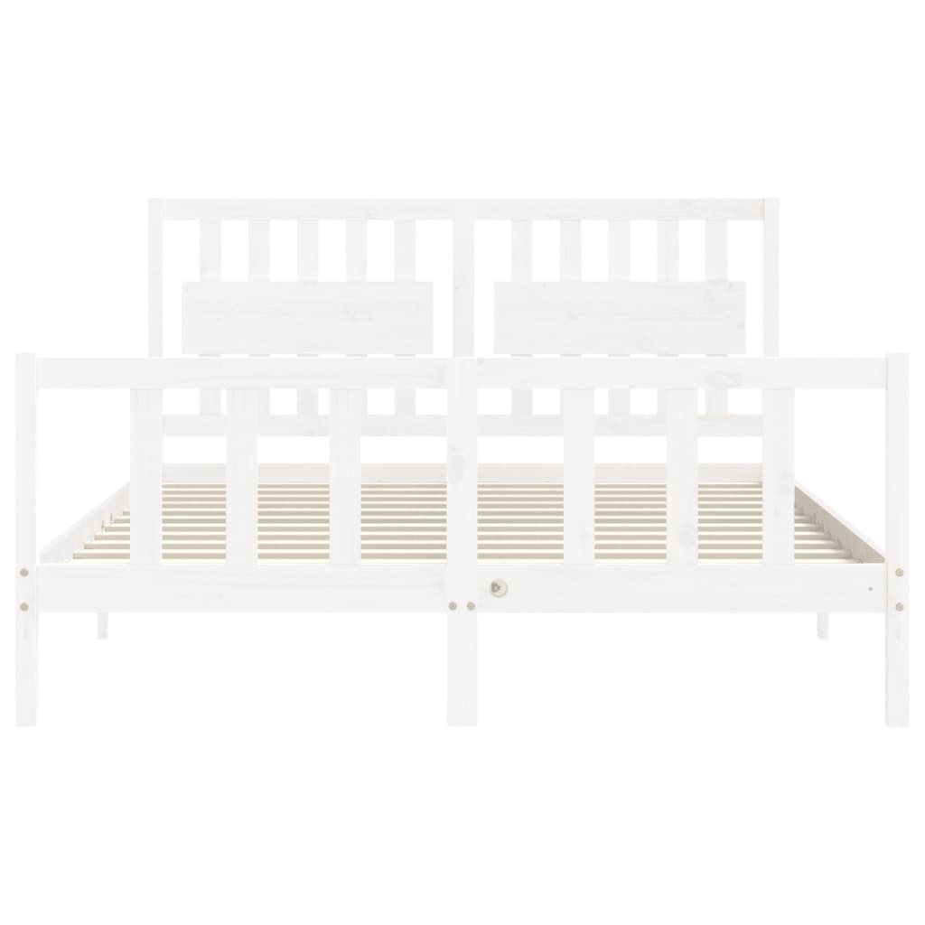 vidaXL Bed Frame with Headboard White 160x200 cm Solid Wood