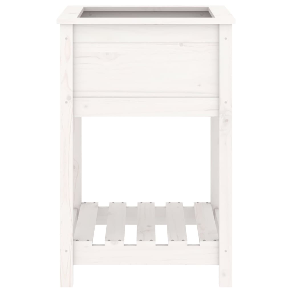 vidaXL Planter with Shelf White 54x54x81 cm Solid Wood Pine