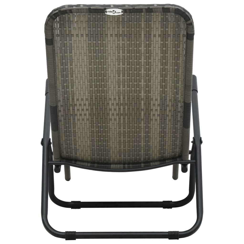 vidaXL Folding Sun Lounger Poly Rattan Grey