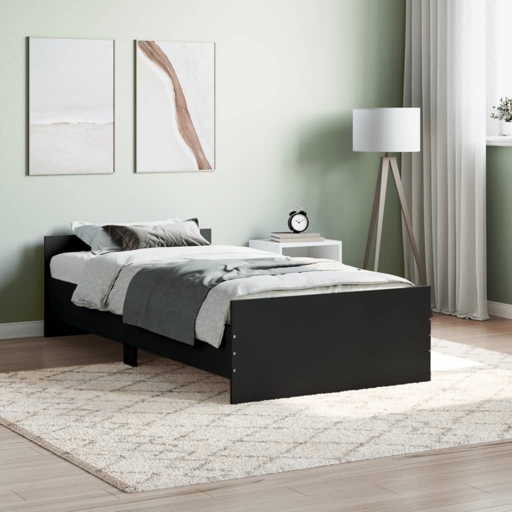 vidaXL Bed Frame without Mattress Black 90x200 cm Engineered Wood