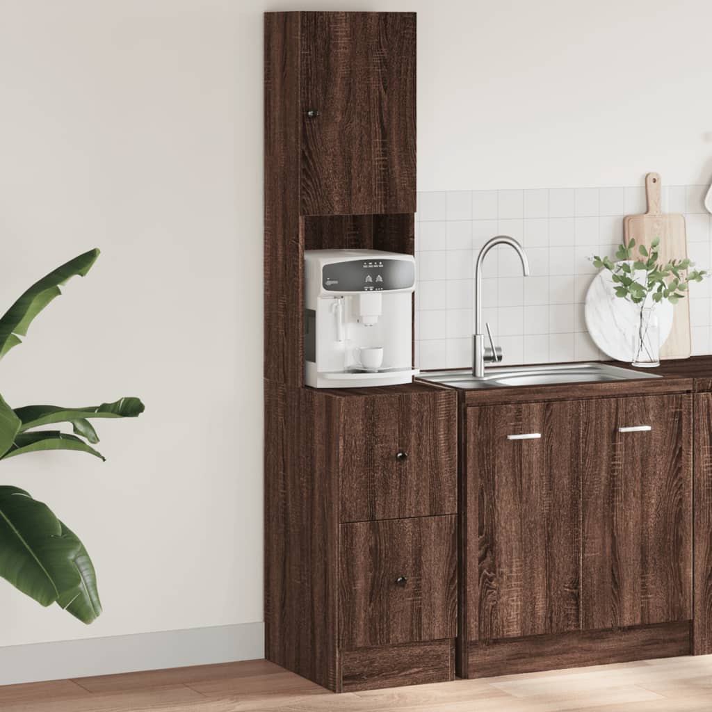 vidaXL Kitchen Cabinet Brown Oak 35x50x180 cm Engineered Wood