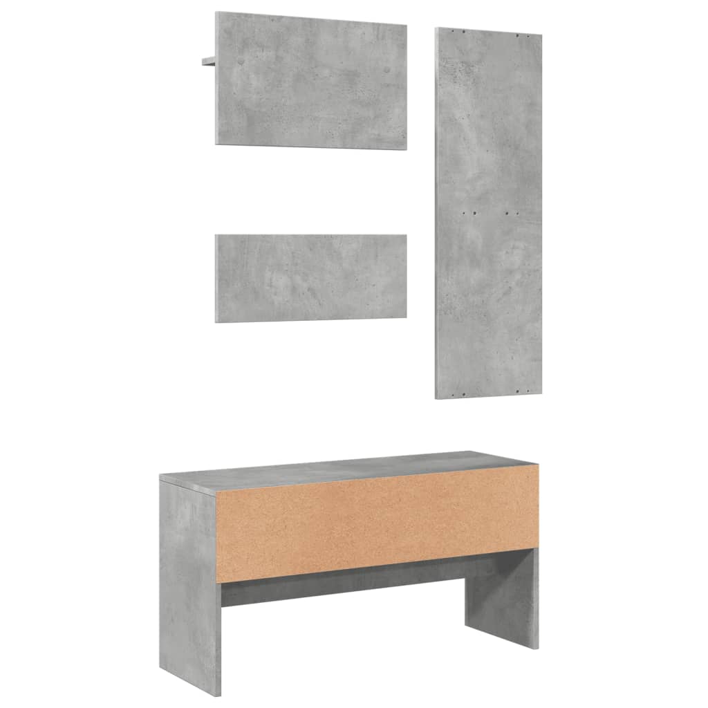 vidaXL 4 Piece Hallway Furniture Set Concrete Grey Engineered Wood