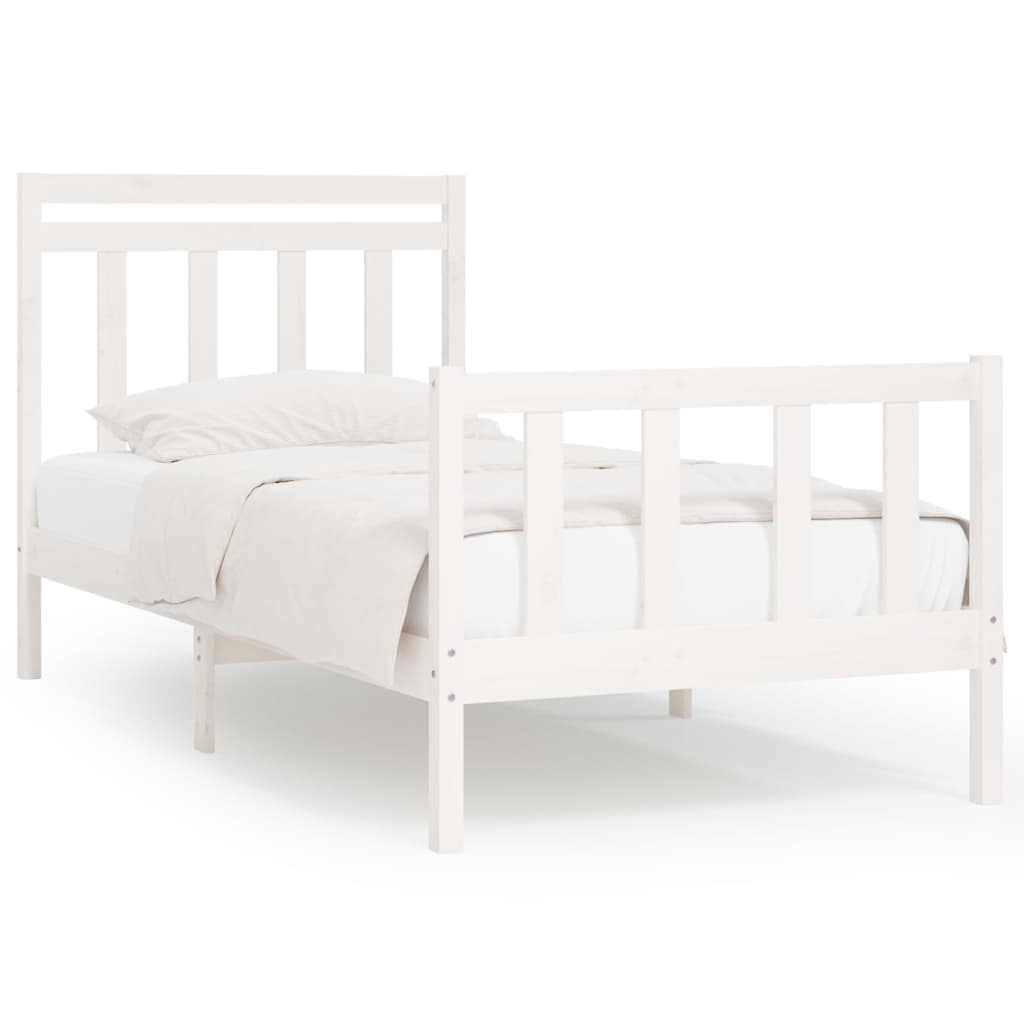 vidaXL Bed Frame without Mattress White Solid Wood Pine 100x200 cm