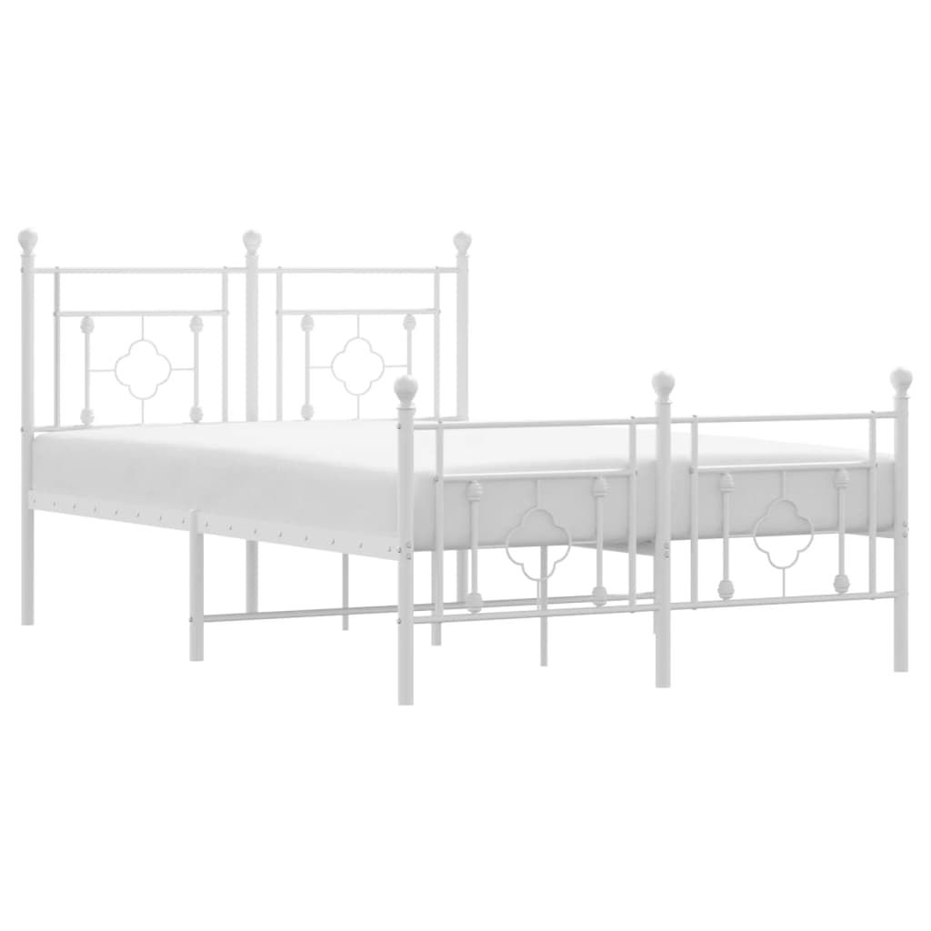 vidaXL Metal Bed Frame without Mattress with Footboard White 120x200 cm