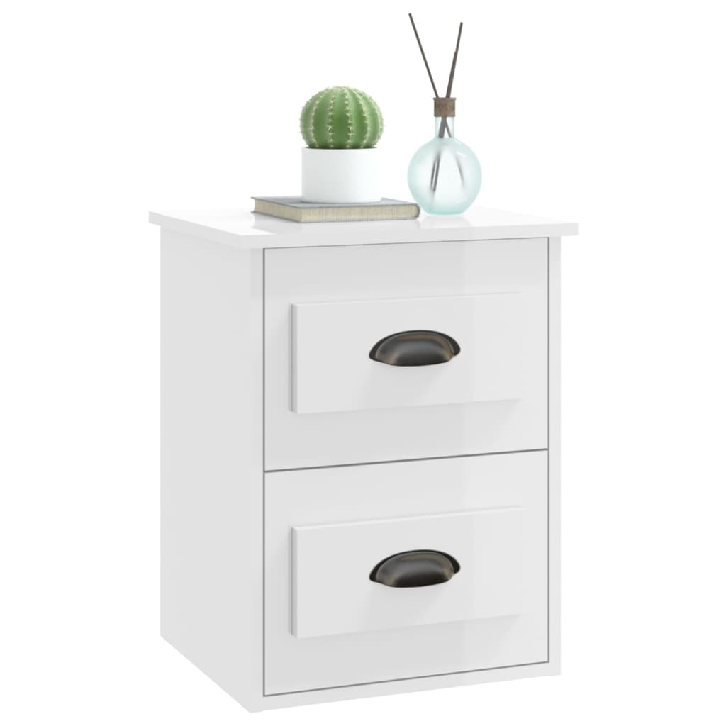 vidaXL Wall-mounted Bedside Cabinets 2 pcs High Gloss White 41.5x36x53cm