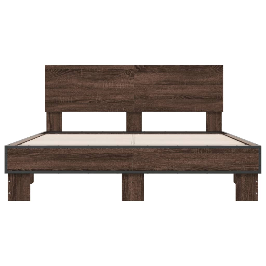 vidaXL Bed Frame without Mattress Brown Oak 140x200 cm