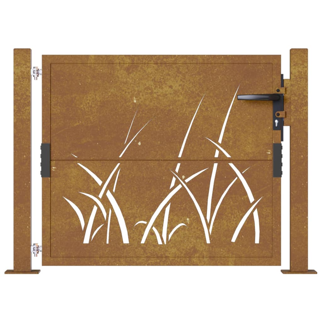 vidaXL Garden Gate 105x105 cm Corten Steel Grass Design