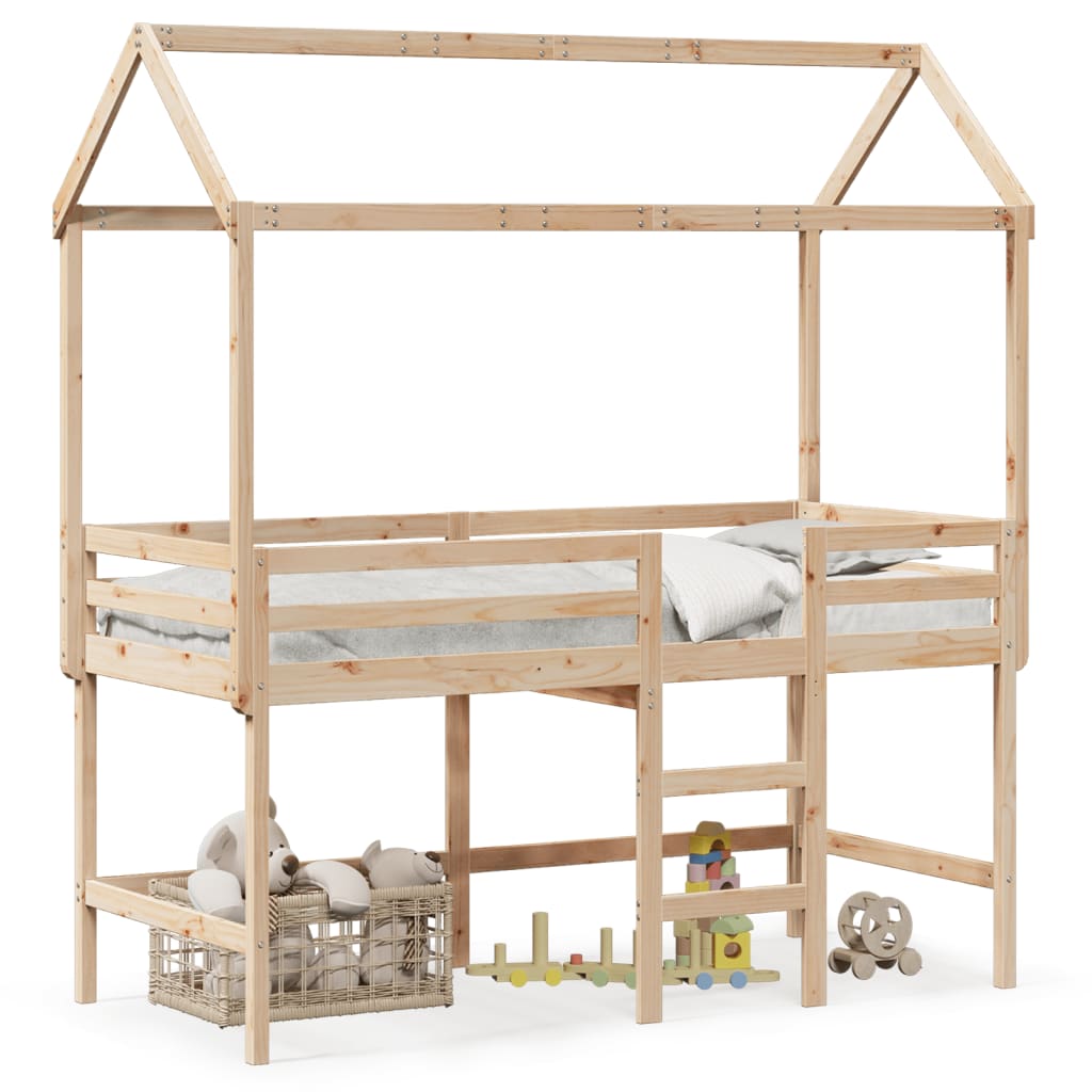 vidaXL Loft Bed with Ladder and Roof without Mattress 80x200 cm