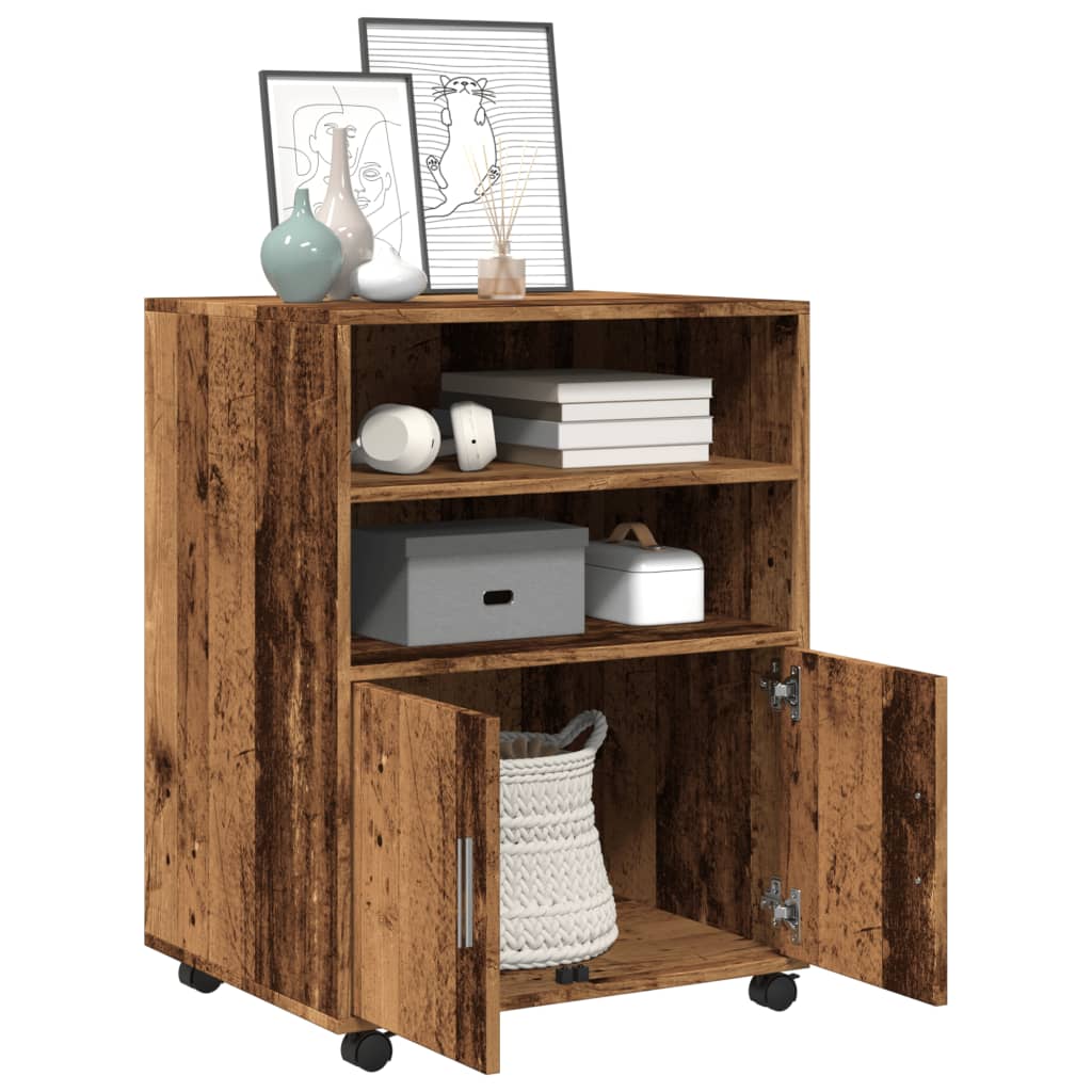 vidaXL Rolling Cabinet Old Wood 60x48x81 cm Engineered Wood