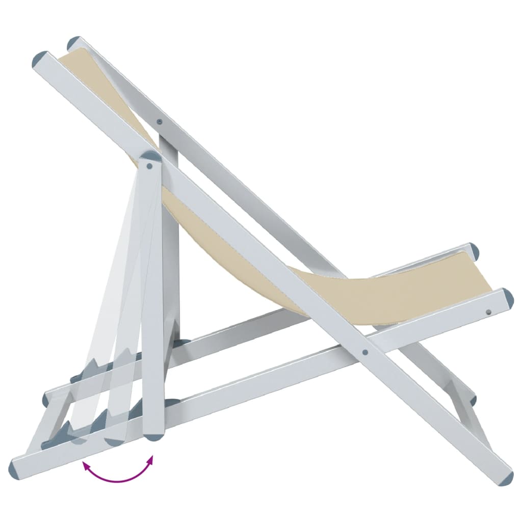 vidaXL Folding Beach Chairs 2 pcs Cream Aluminium and Textilene