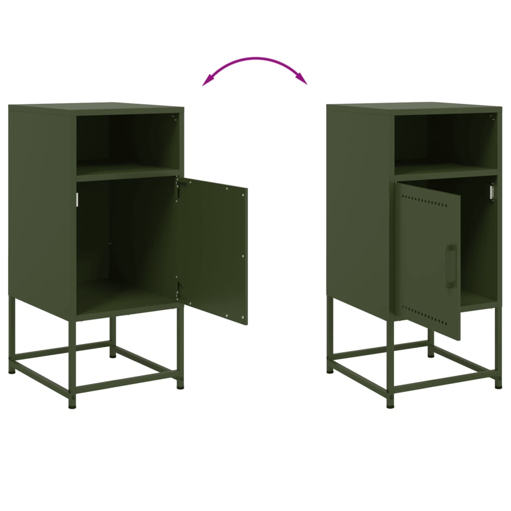 vidaXL Bedside Cabinet Olive Green 36x39x78 cm Steel