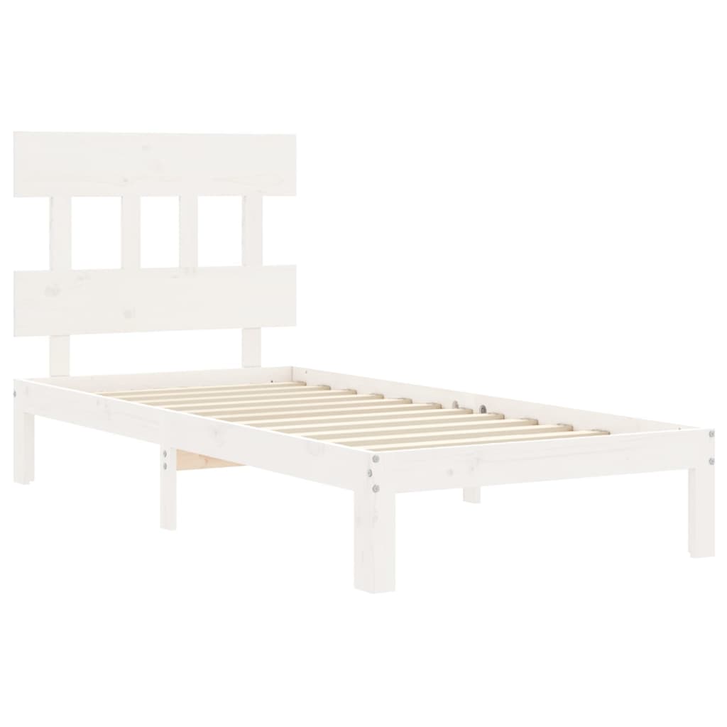 vidaXL Bed Frame without Mattress White Single Solid Wood Pine