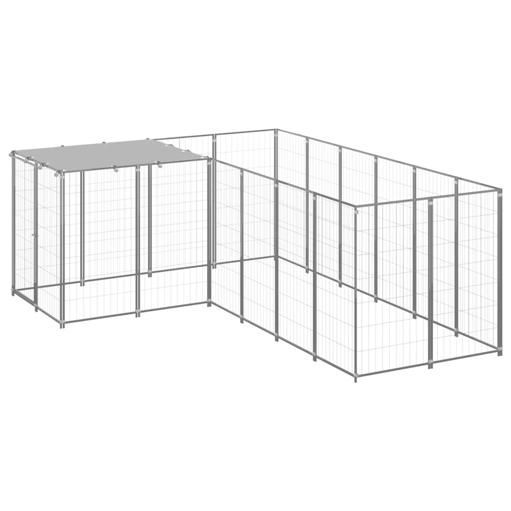 vidaXL Dog Kennel Silver 4.84 m² Steel