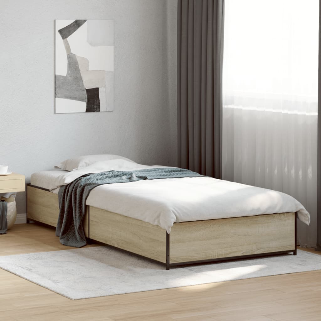 vidaXL Bed Frame without Mattress Sonoma Oak 75x190 cm Small Single