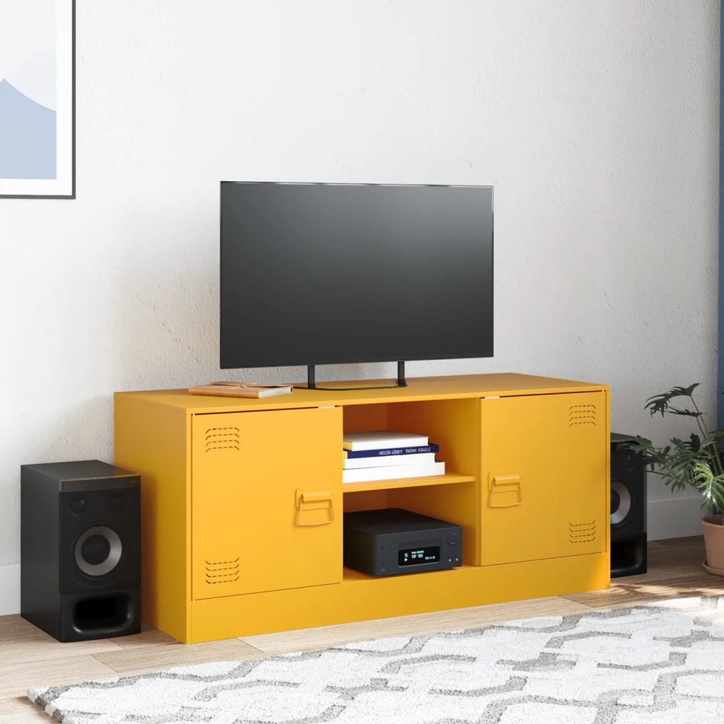 vidaXL TV Cabinet Mustard Yellow 99x39x44 cm Steel