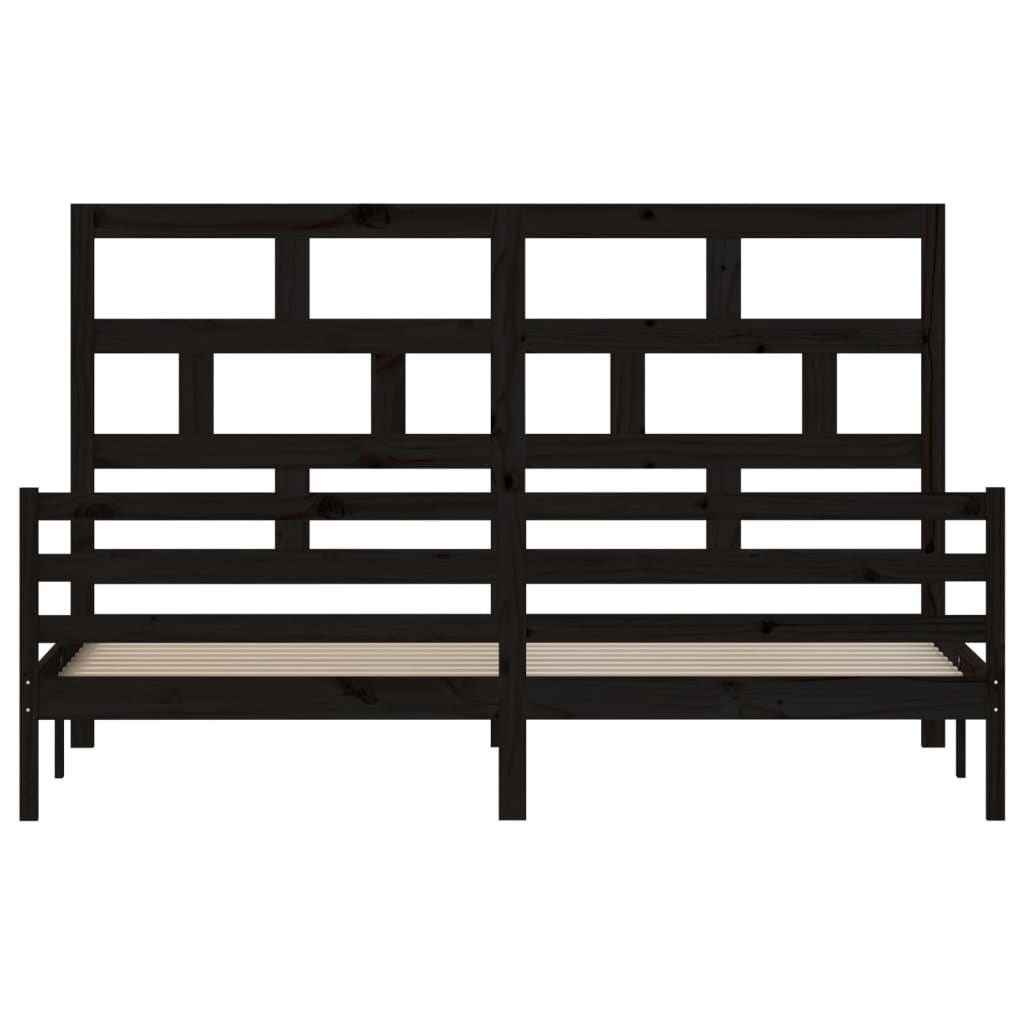 vidaXL Bed Frame without Mattress Black Solid Wood 200x200 cm (810454+814218)