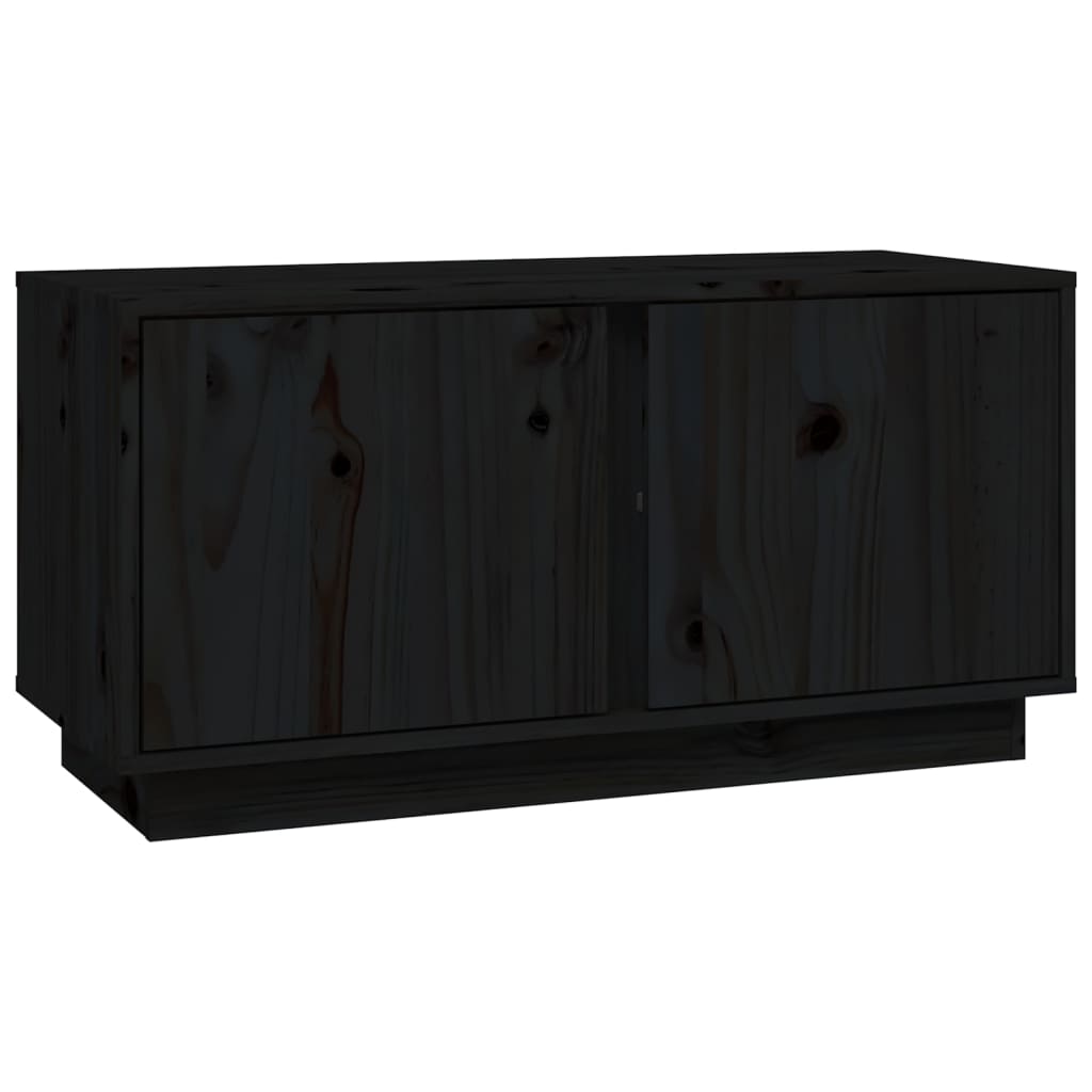 vidaXL TV Cabinet Black 80x35x40.5 cm Solid Wood Pine