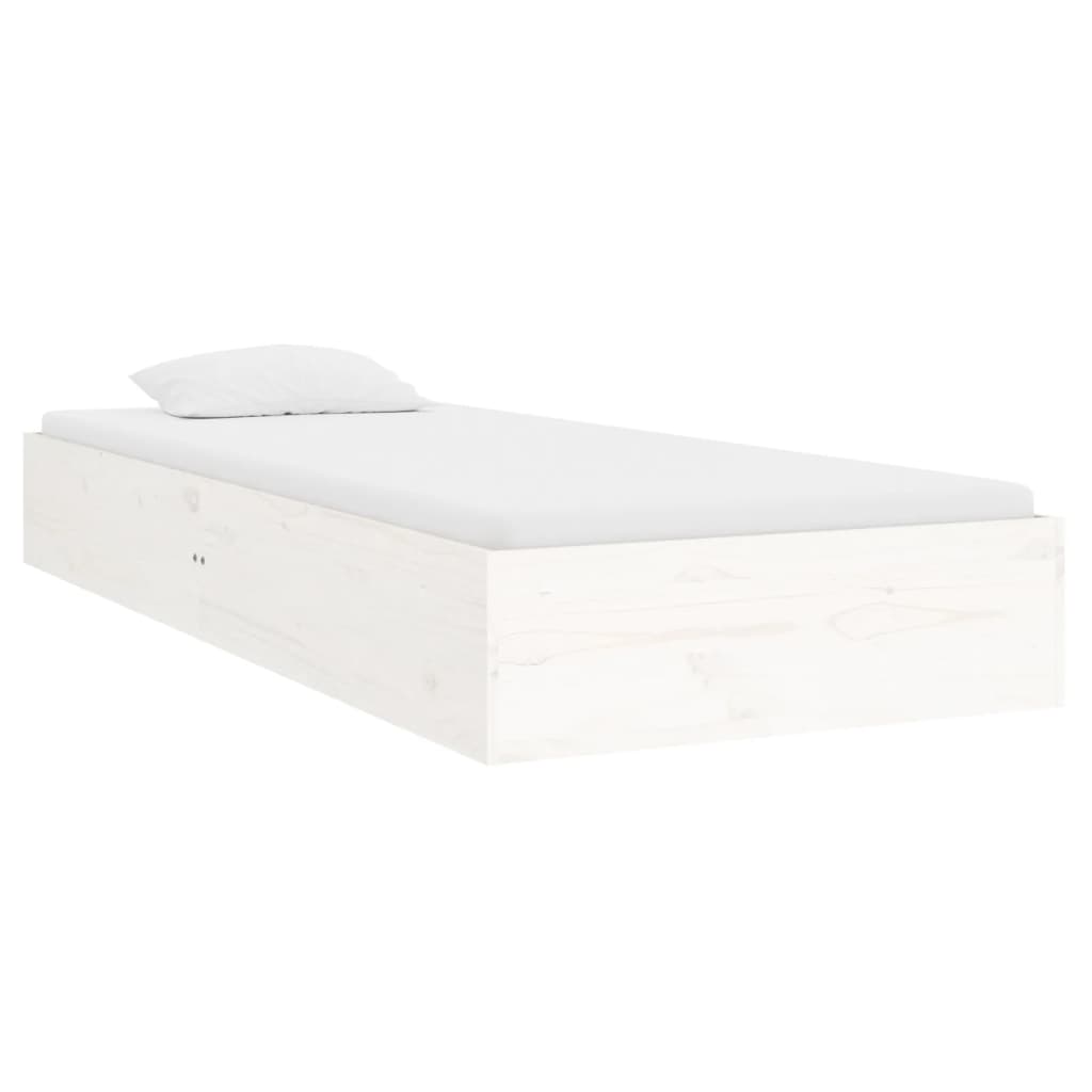 vidaXL Bed Frame without Mattress White Solid Wood 75x190 cm Small Single