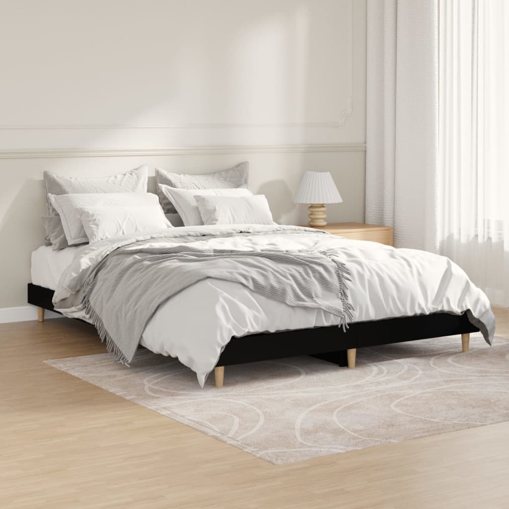 vidaXL Bed Frame without Mattress Black 140x190 cm Engineered Wood