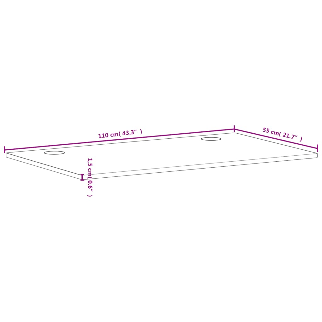 vidaXL Desk Top 110x55x1.5 cm Solid Wood Beech