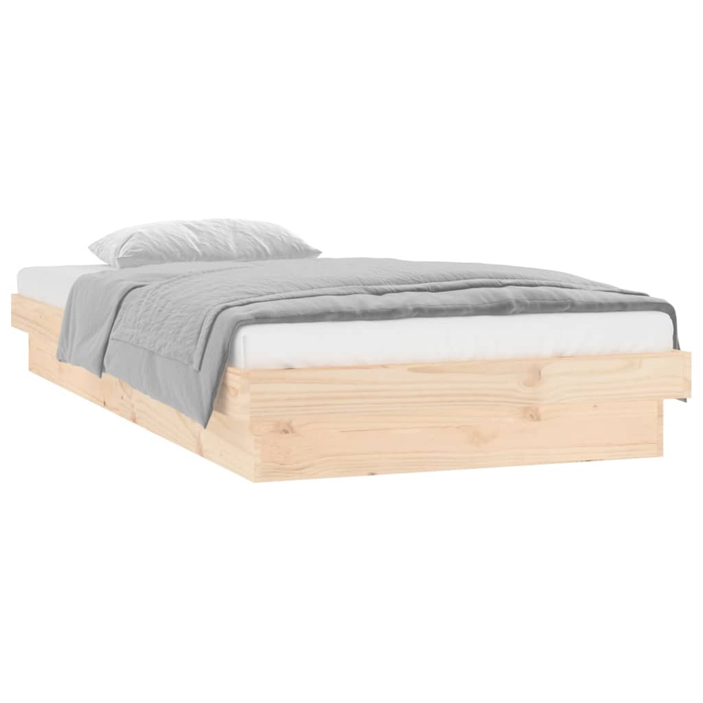 vidaXL LED Bed Frame without Mattress Small Single Solid Wood