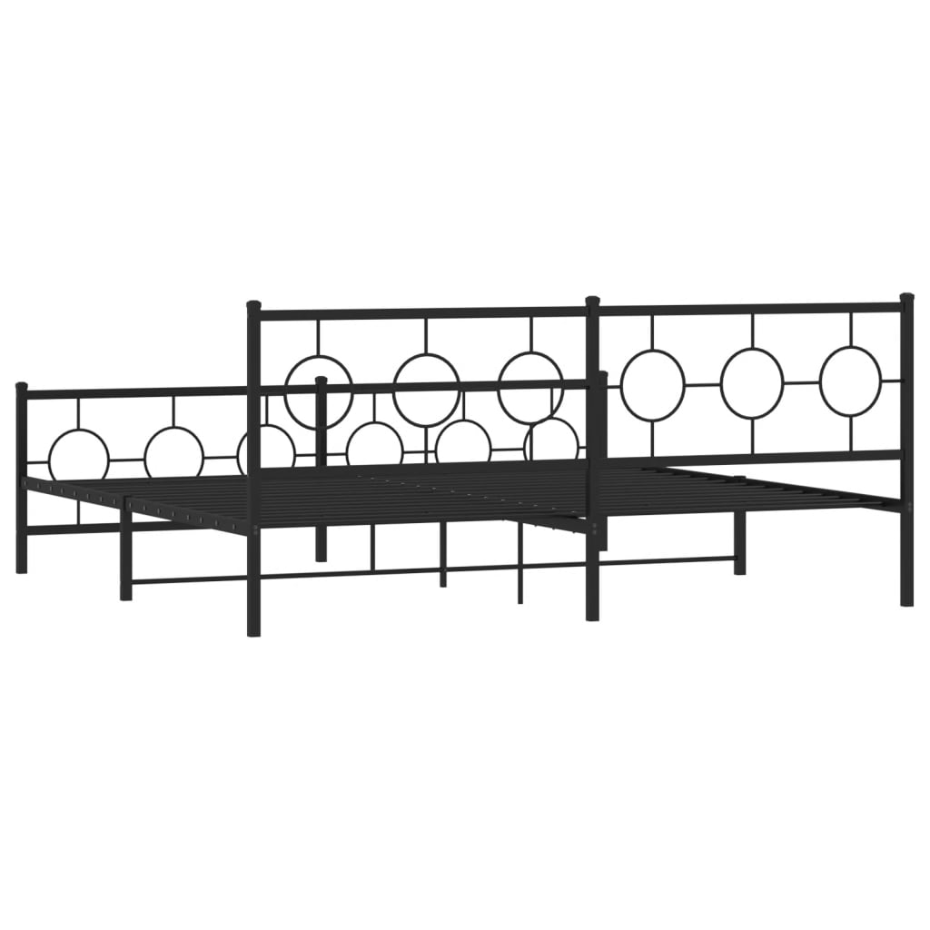 vidaXL Metal Bed Frame without Mattress with Footboard Black 193x203 cm