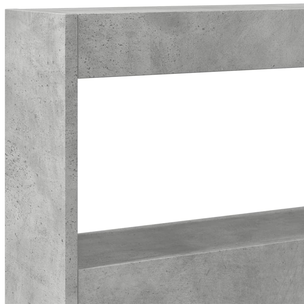 vidaXL Headboard Cabinet with LED Concrete Grey 200x17x102 cm